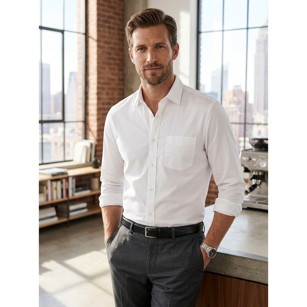 Ludlow Slim Fit J.Crew White Cotton Button Down Shirt Size L Large